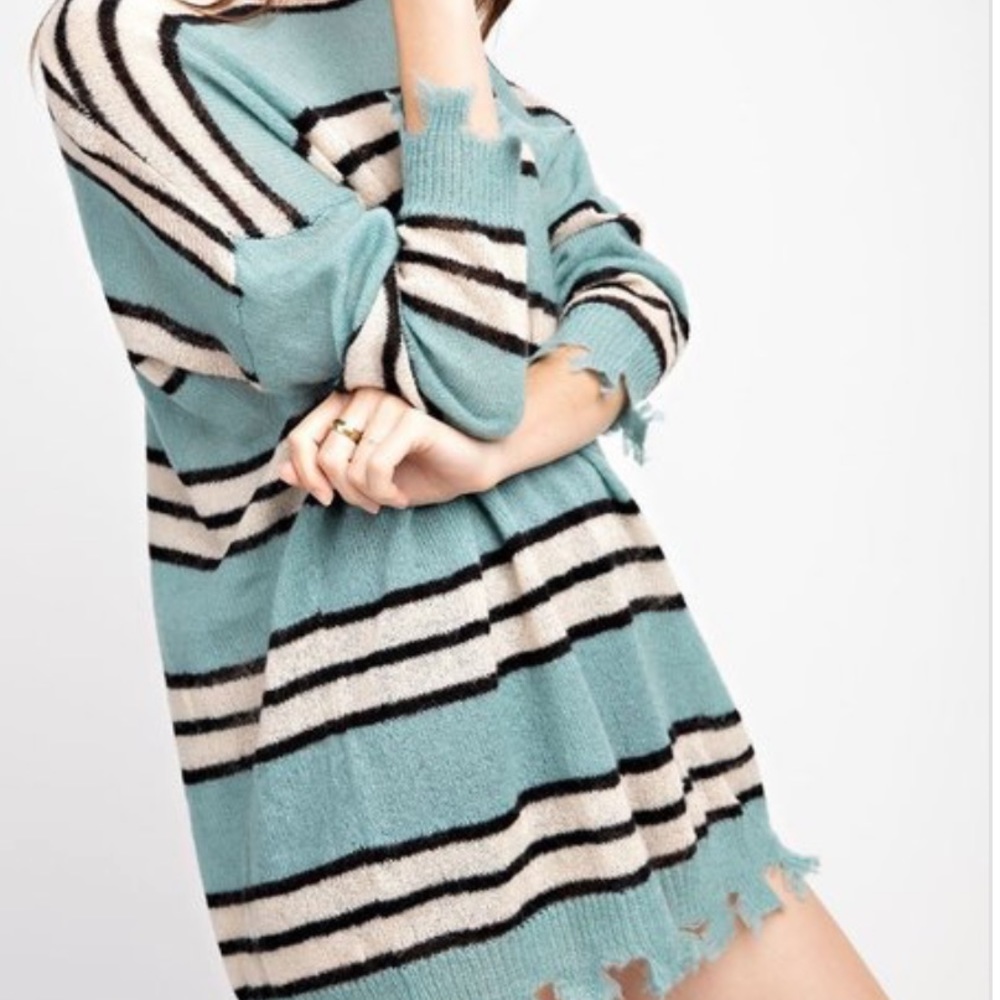 KENNY SOFT DISTRESSED STRIPED KNIT Top - Sweater - Picture 2 of 6